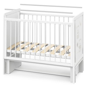 Кровать детская Indigo Happy Friends маятник белая аляска-мишки