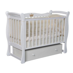 Кроватка детская Viola 1 ящик, универсальный маятник, белый