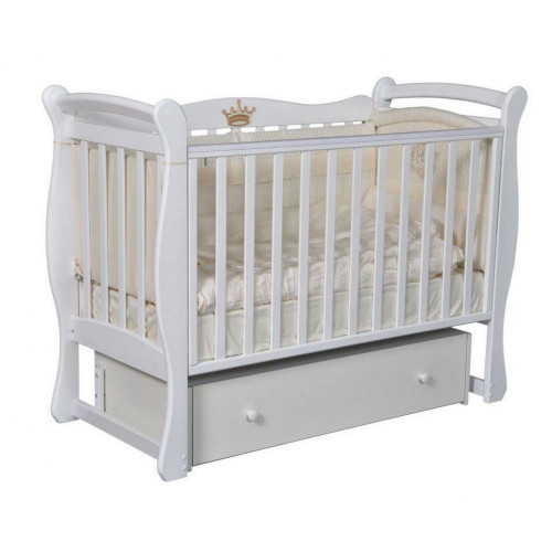 Кроватка детская Viola 1 ящик, универсальный маятник, белый