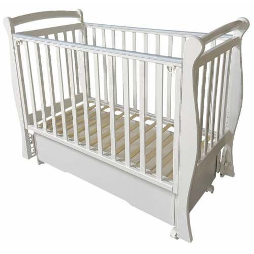 Кроватка детская Кедр Даниэла 1 ящик, универсальный маятник, колесо (Viola 1)