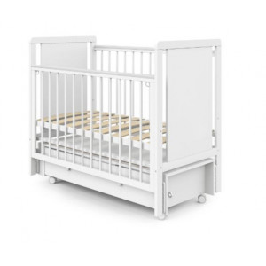 Кровать детская Indigo Classic маятник на колесах, ящик белая аляска