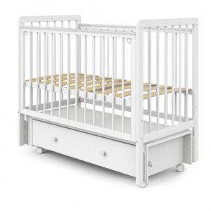 Кровать детская Indigo Vista маятник на колесах, ящик белая аляска