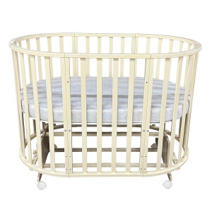 Кровать детская"Северянка 3" 6 в 1 универсальный маятник, колесо, слоновая кость