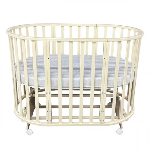 Кровать детская"Северянка 3" 6 в 1 универсальный маятник, колесо, слоновая кость