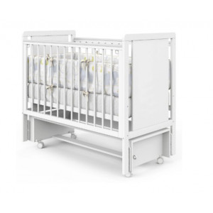 Кровать детская Indigo Classic маятник на колесах белая аляска