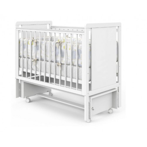 Кровать детская Indigo Classic маятник на колесах белая аляска