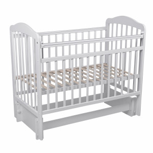 Кровать детская Barney 9 (колесо-качалка, маятник универсальный, опуск.планка, накладка ПВХ) белый